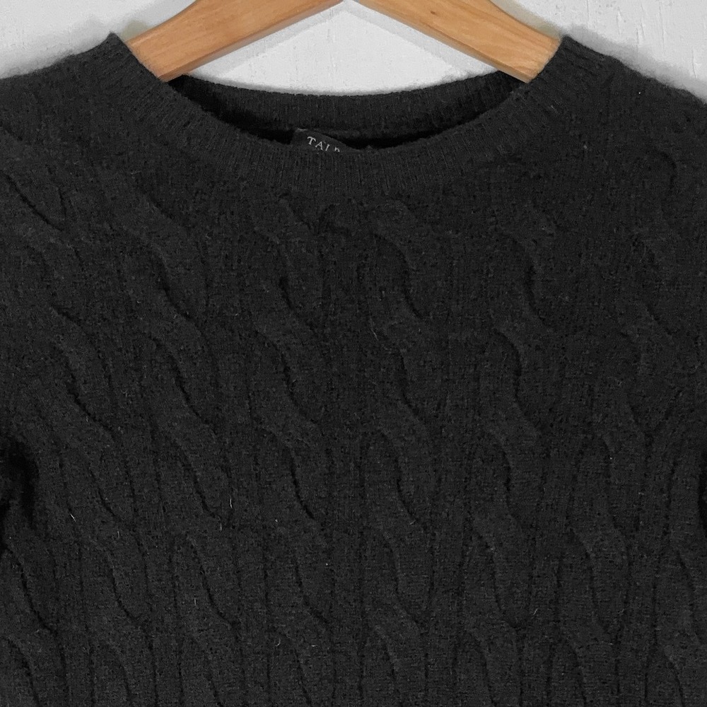 Talbots Pure Cashmere Cable Knit Sweater Womens P Quiet Luxury Black